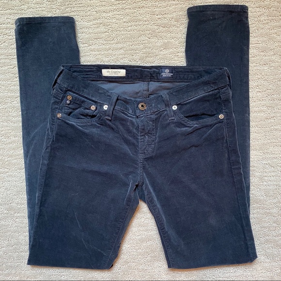 AG Super Skinny Dark Gray Velvet Leggings Jeans - Picture 2 of 6